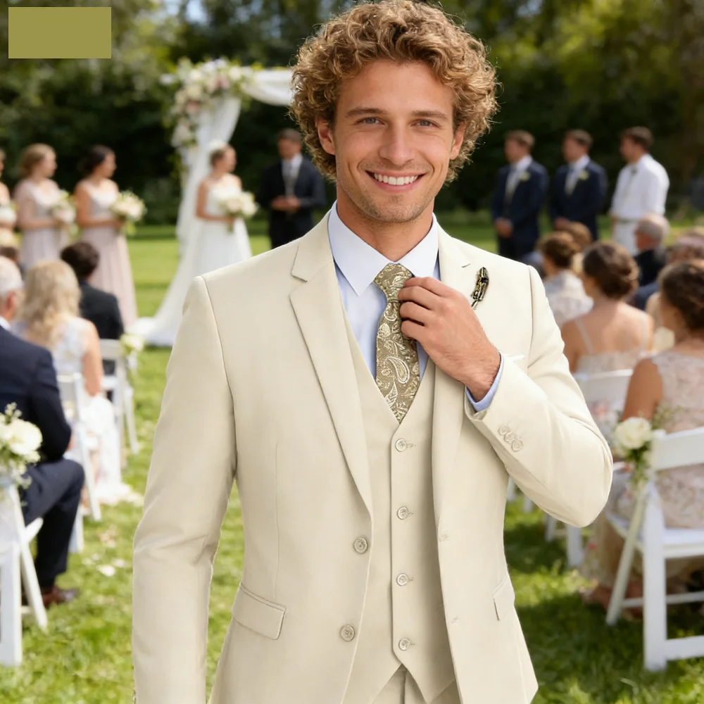 

High-Quality Slim Fit Black Men's Suit Luxury Elegant Business Wedding Fashion Clothing Conjunt