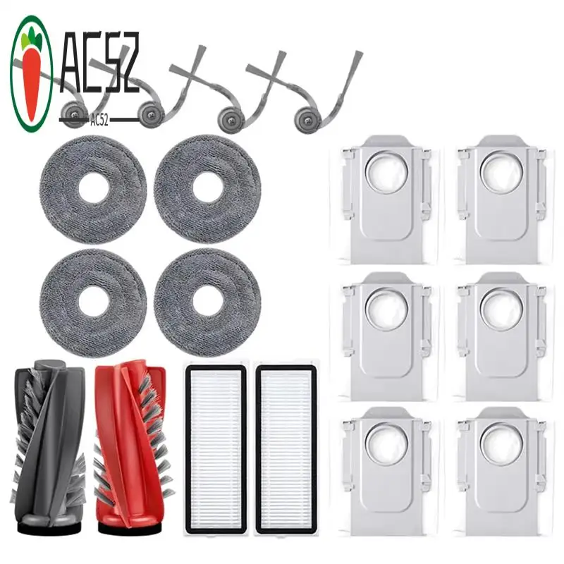 AC52-For Roborock Qrevo Edge /Edgec/Edge S5A/5V1/Curv Vacuum Parts Main Roller Side Brush Hepa Filter Mop Cloth Dust Bag