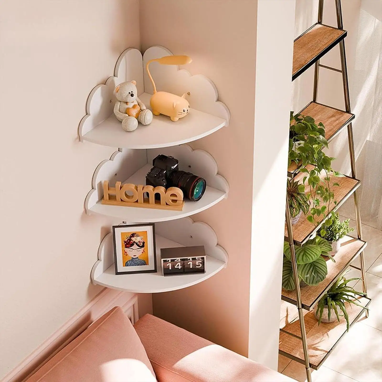 3 Pieces Cloud Corner Floating Shelves 10 inch for Farmhouse Toys Bathroom