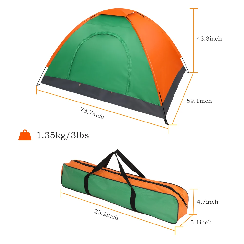 2 Persons Camping Tent, Includes Peg and Carrying Bag, Lightweight Portable Outdoor Tent for Backpacking, Hiking, Beach, Fishing