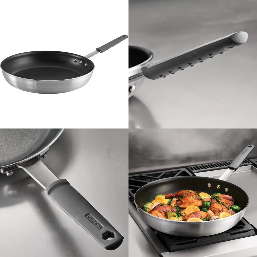 

Large 14-Inch Heavy-Duty Aluminum Nonstick Frying Pan with Durable Coating and Gray Handle