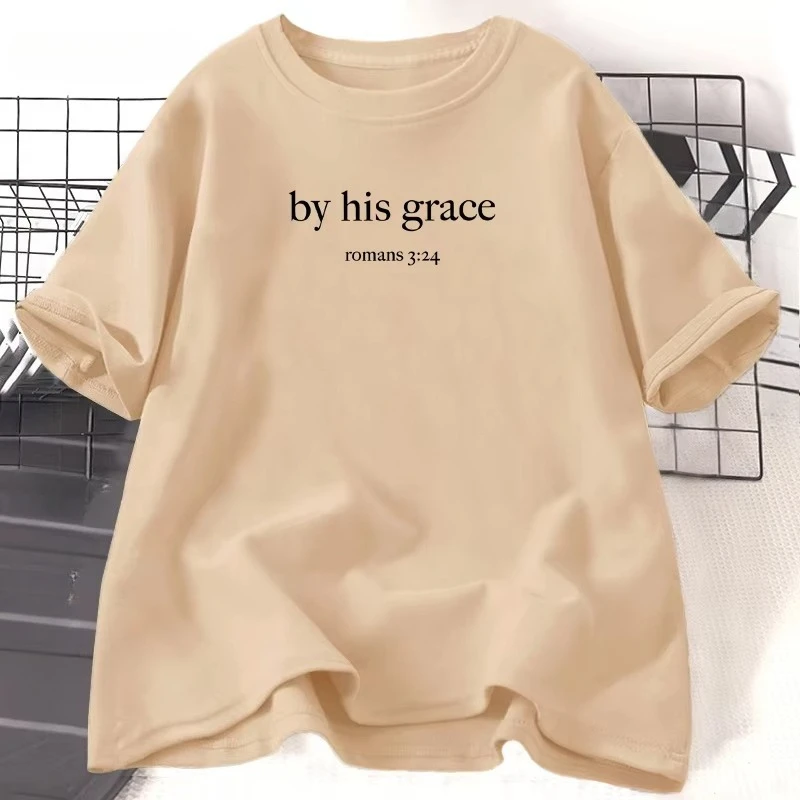 By His Grace T-Shirt Bible Verse Christian T Shirt Women Religious God Lover Tshirt Casual Cotton Short Sleeve Woman Clothes