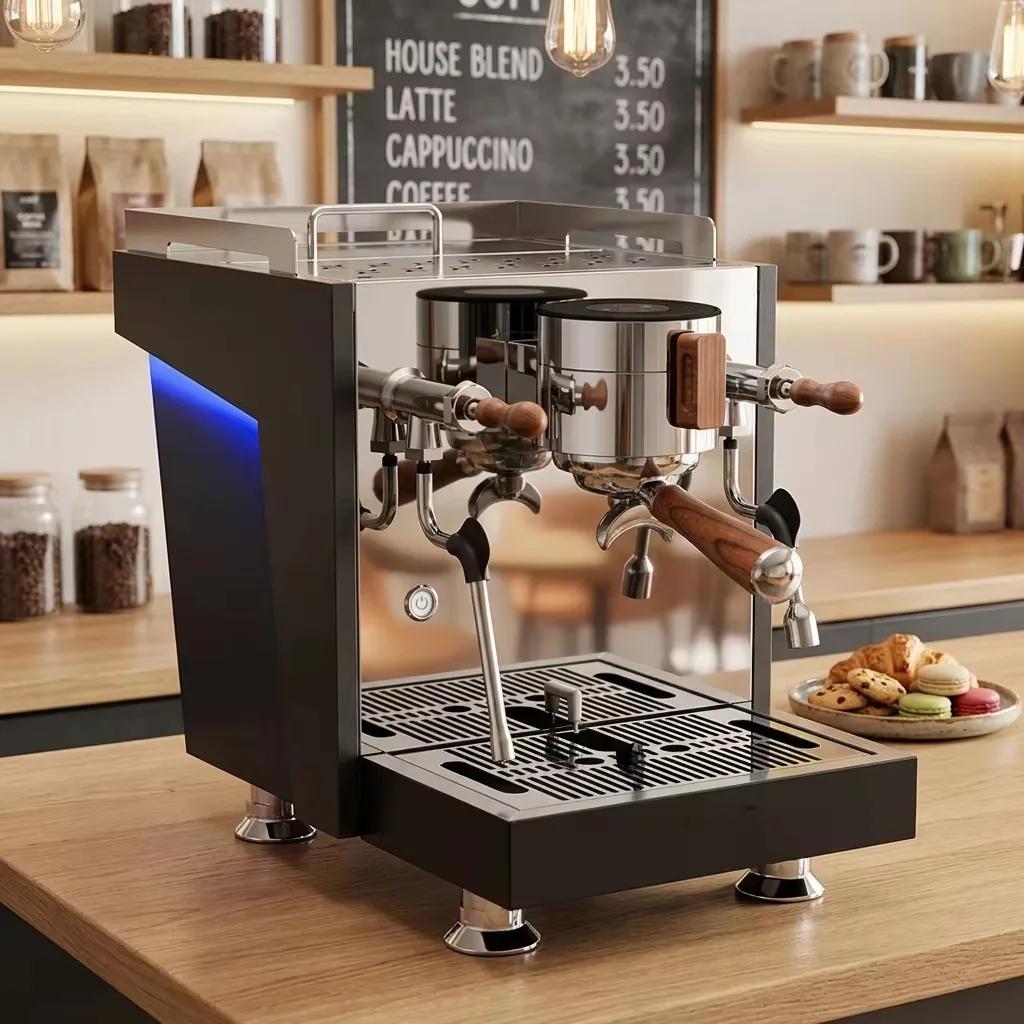 Commercial Dual Boiler Espresso Machine Rotary Pump Stainless Steel Copper Group Head Water Tank Hotel Car Bar Equipment 12 Bars