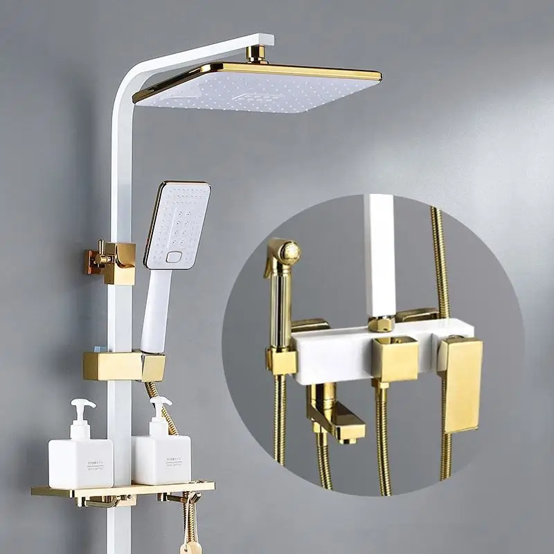 

Shower set wall mounted brass tap Bathroom taps luxury brass kits rain rainfall showerset mixer faucet set hotel shower set