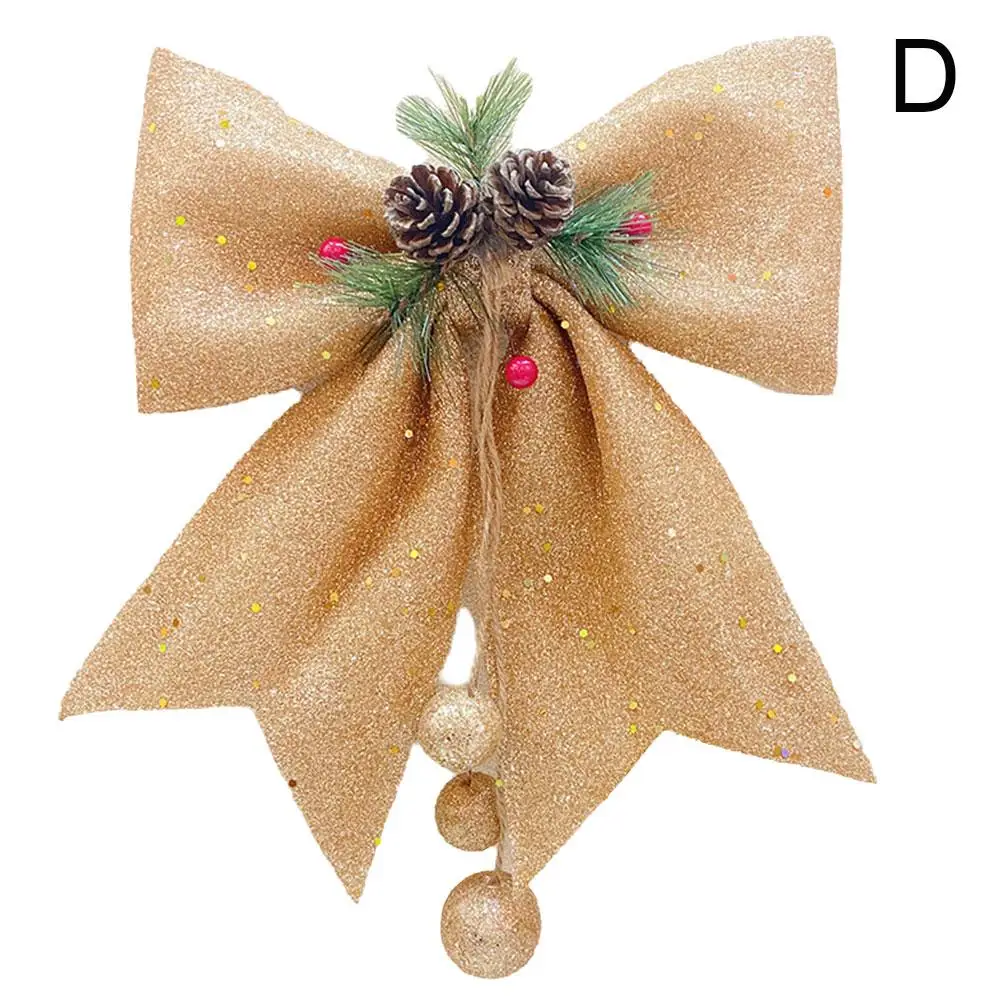 Pérola de algodão ouro em pó arco diy decoração para árvore de natal pingente sino ornamentos grandes para árvore de natal o2g3
