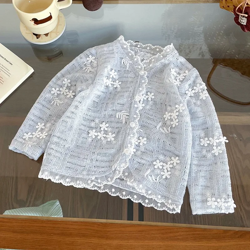 

Children's Air Conditioner Sweater Coat 2026 Summer Girls Clothing Baby Girls lace Cardigan Small Coat