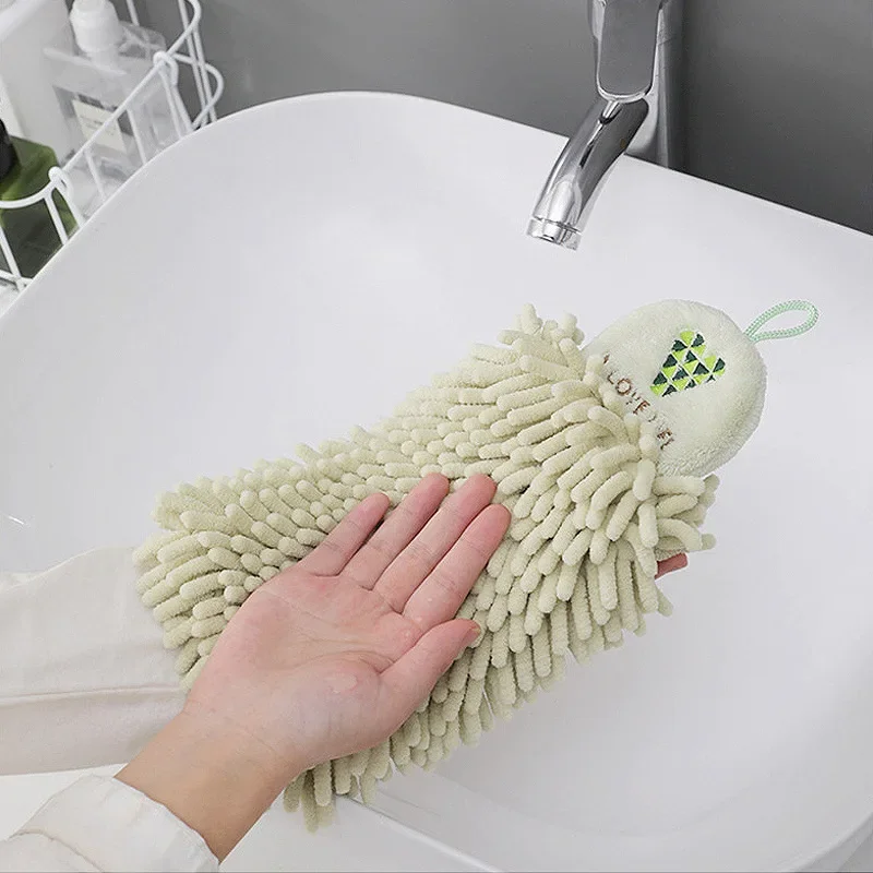 

Super Absorbent Hand Towels Soft Chenille Hand Towel Ball Kitchen Bathroom Wall Hanging Wipe Cloth Plush Sponge Microfiber Towel