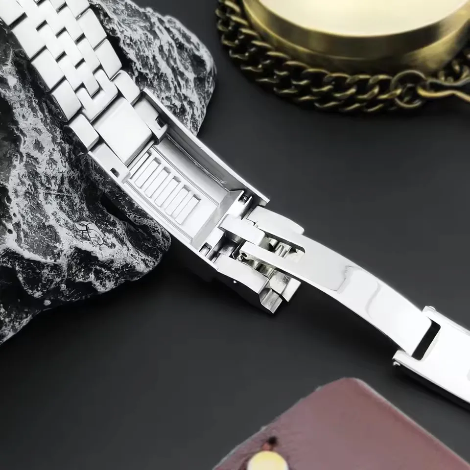 ل Sub Log NH34 NH35 ساعة سوار 904L الفولاذ المقاوم للصدأ الإنزلاق قفل المشبك 20 مللي متر عرض الفضة الرئاسية الصلبة معصمه #2