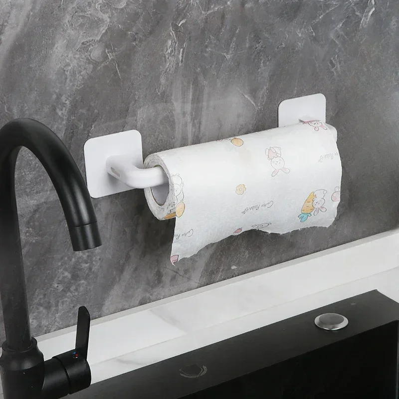 1/2pcs Adhesive Toilet Roll Paper Holder Organizer Wall Mount Storage Stand Kitchen Bathroom No Drill Tissue Towel Dispenser