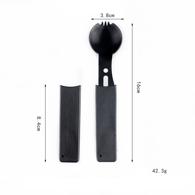 Vajilla de Camping al aire libre de acero inoxidable, cuchillo, tenedor, cuchara, cubiertos de Picnic multifunción portátiles, equipo de Camping al