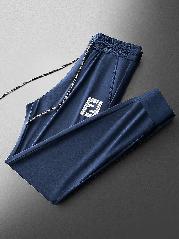 JSBD-NZ summer fashion quick dry anti-wrinkle ice silk pants slim slim slim men's sweatpants sports casual pants