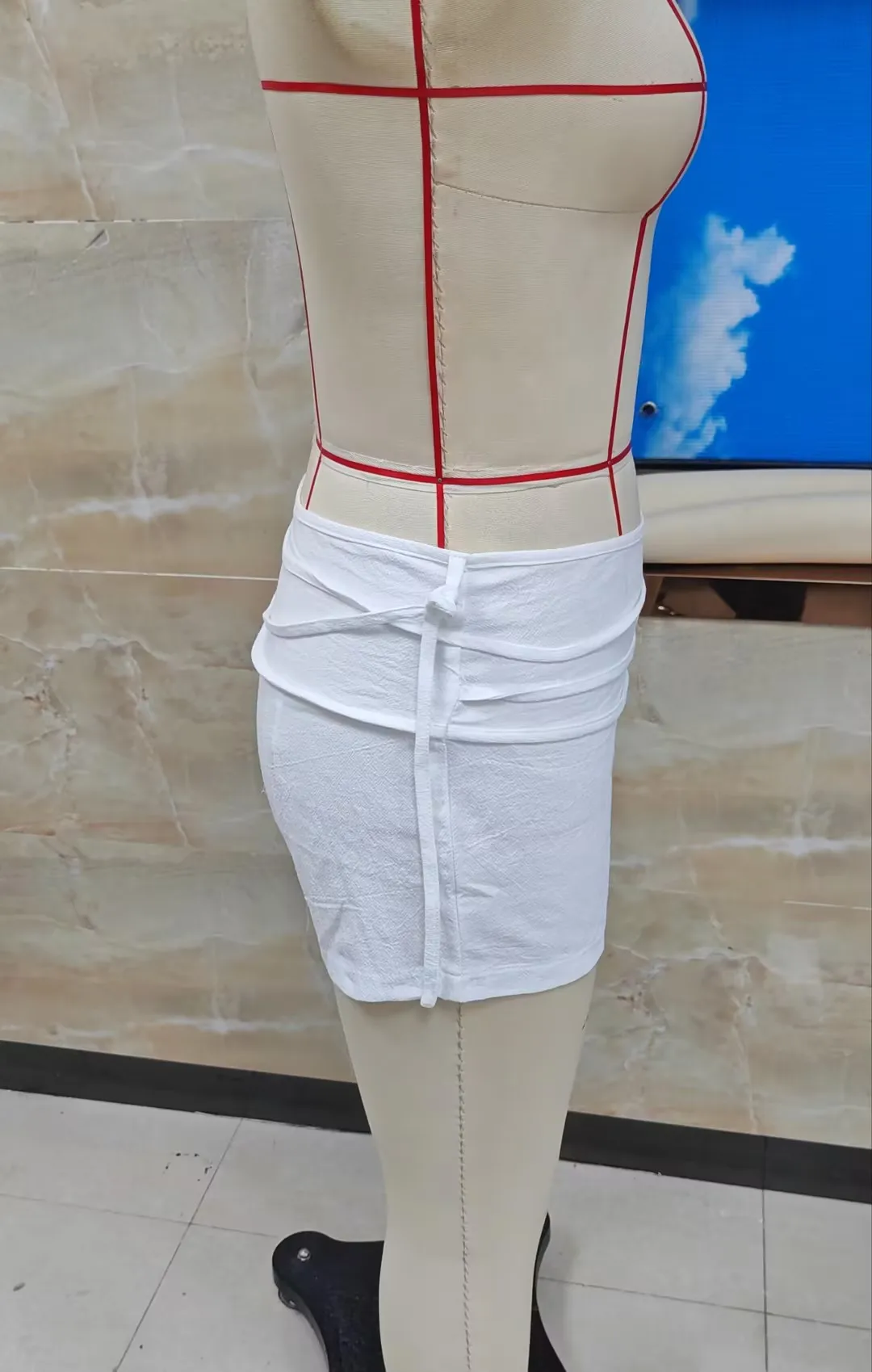 Women's Summer Shorts Stylish Striped Fold Over Waistband with Side Tie Casual Low Rise Short Pants for Beach Vacation