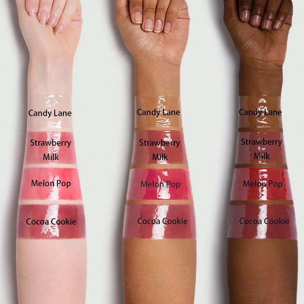 4 STKS Hydraterende Spiegel Lipgloss set Lip Vanille Roze Suiker Koffie Cake Geur Lippenstift Transparante Olie Make-up kerstcadeau