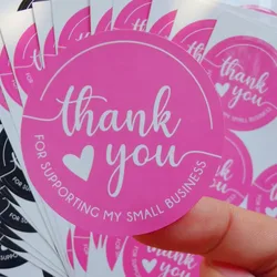 60 PCS Thank You for Supporting My Small Business Stickers 2'' Round Thank You Stickers Pink Self-Adhesive Labels for Gift Wraps