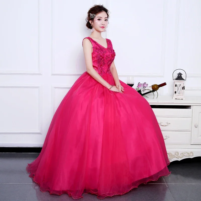 

Princess Hot Pink Lace Appliques Quinceanera Dresses Lace Up Back Long Tulle Ball Gown Princess Dress Corset Vestidos de 15 quin