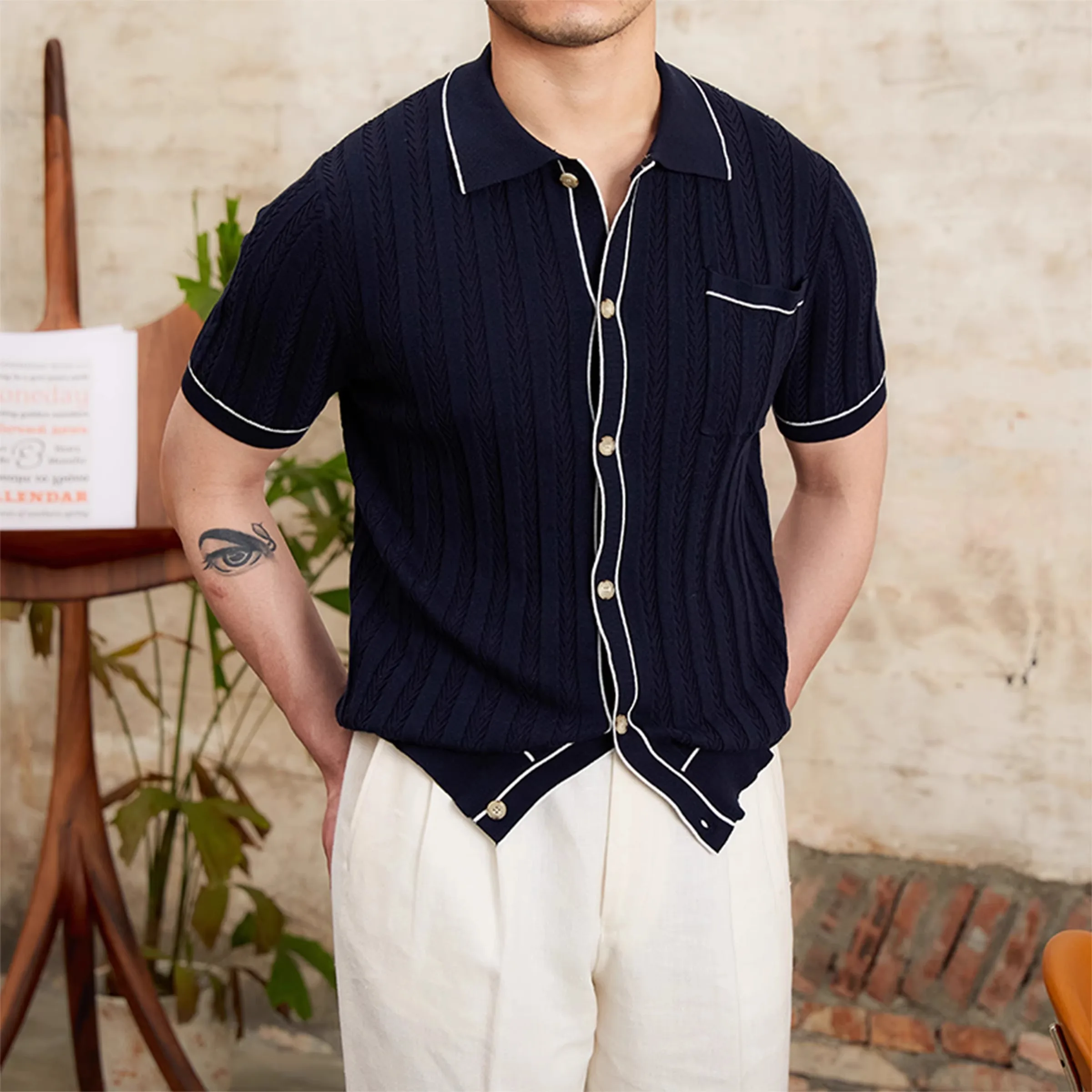 

Men's British Polo Shirt | Summer Thin Casual | Short Sleeve Cardigan Trend | Slim Fit Simple T-Shirt