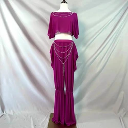 Belly Dance Practice Clothes Set Short Sleeves Top+trousers 2pcs Cusomzied Adult Children Bellydancing Suit Kid Oriental Outfit