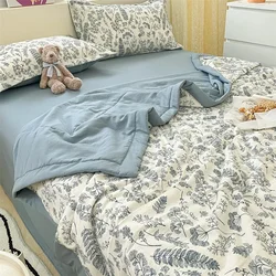 Cotton Air-Conditioning Quilt Cover for Children and Adults, Soft Flower, Double Printed, Washable Bed, Home Use, New