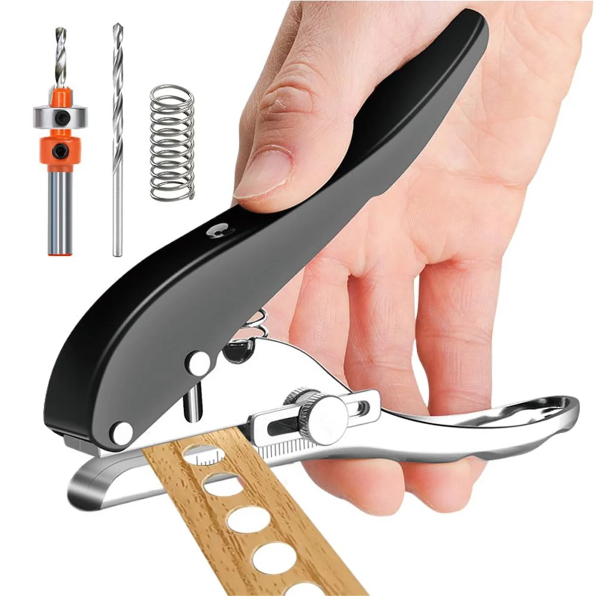 Portable Hole Punch Tool, Single Hole Puncher for Paper Plastic Cardboard, Heavy Duty Single Hole Punch for ID Card 8mm