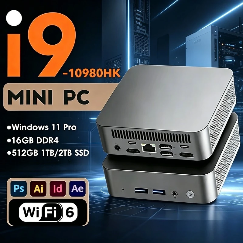 MINI PC Windows 11 Pro Core i9 10980HK  RAM 16GB  1TB 2TB SSD WIFI 6 BT5.2 4K HD Mini Gaming Office Study Pc