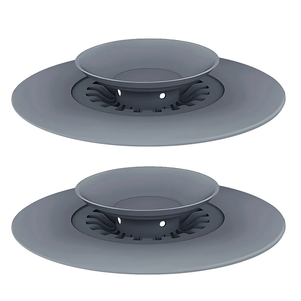 2pcs Universal Silicone Drain Stopper Set, Press-Seal Hair Filter for Sink Basin Bathtub