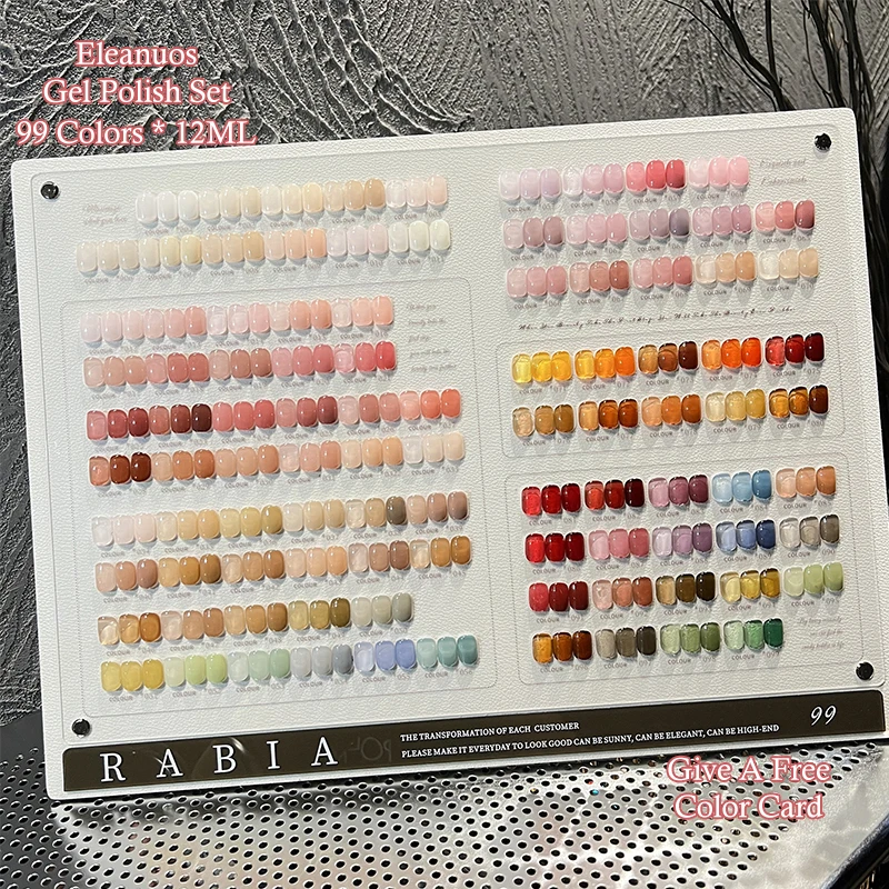 Eleanuos Ijslicht Behandeling gel Polijsten 99PCS Gemengde Vernis Inweken Primer Doorschijnend Blijvende UV LED Jelly Rainbow Nail Art