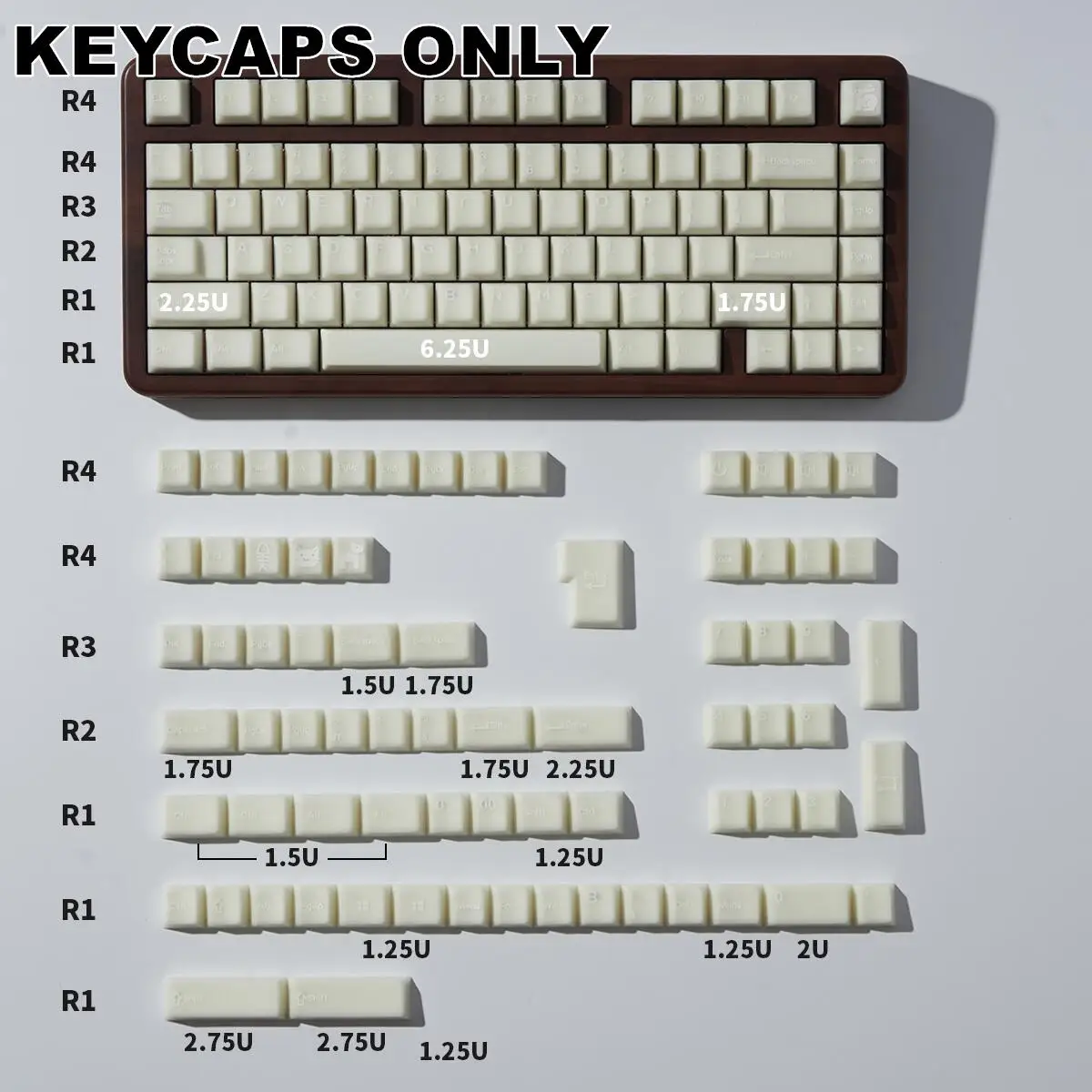 154 Keys White Jade PBT Cherry Keycaps Double-shot Keycap Set for Mx Cherry Gateron Switch Mechanical Keyboard Kit