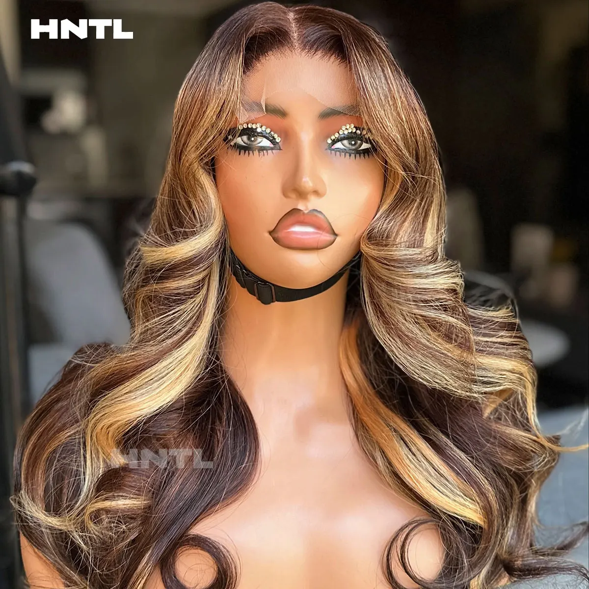 Highlights Blonde P4/27 Lace Closure Bouncy Curly Wig Human Hair 13x6 13x4 HD Lace Front Loose Wave Glueless Wifs Wear and Go