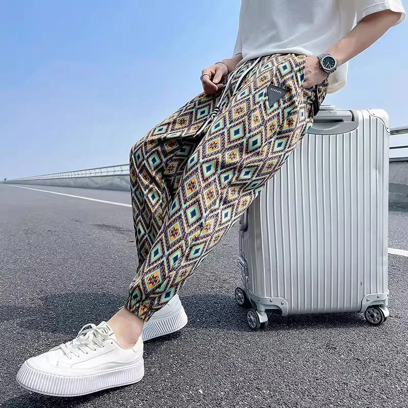 

Casual Men's Pants Harlan Sle Loose Fit Polyester Fiber Autumn Winter Sports Harajuku Nine Points Casual Trousers