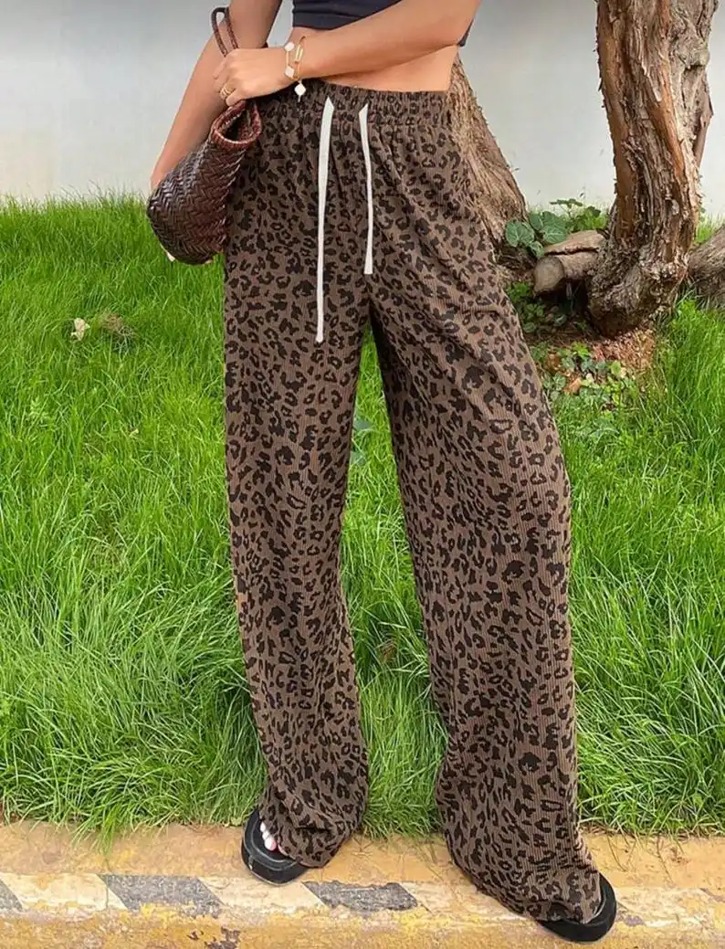 2026 Spring Autumn Personalized Fashionable Y2k Pants Trendy Fashion Leopard Print Loose Women and Children Sports Pants