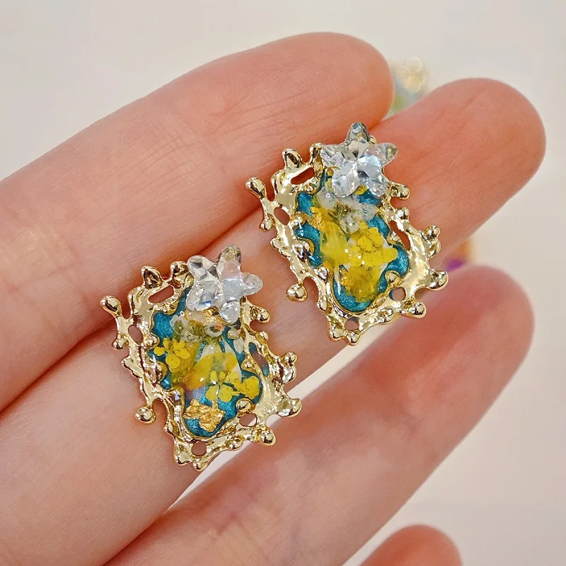 3254 بالجملة العصرية اليدوية سلسلة الزهور المجففة الأقراط الرائعة النجوم رائع الأقراط الإبداعية عيد الميلاد هدية عيد ميلاد #4