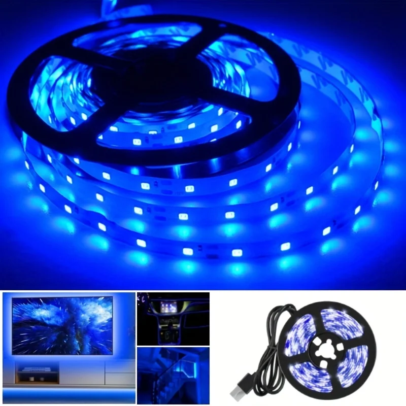 Blue 5V USB Charing Led Strip Lights For Smart TV Backlight For Gaming Room Decoration Home Bedroom Room Car Decor Lighting Lamp