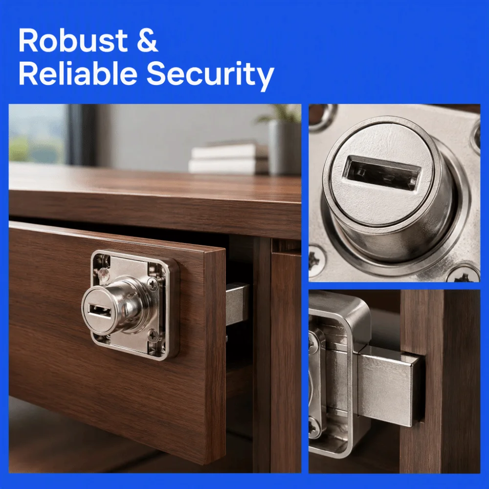 Durable Zinc Alloy Furniture Drawer Lock Security Reusable Cabinet Door Lock Deadbolt Cabinet Loc Household