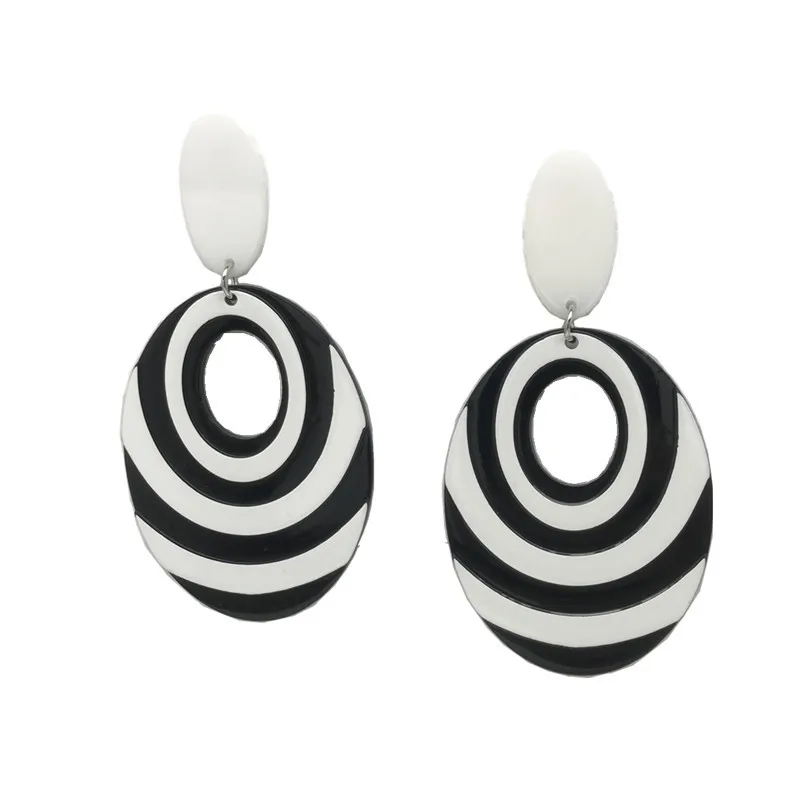 Boucles d\'Oreilles Bohème en Acrylique Noir et Blanc, sulf, promenales, Version Coréenne, Exagérées, Vacances, Plage, Cadeau