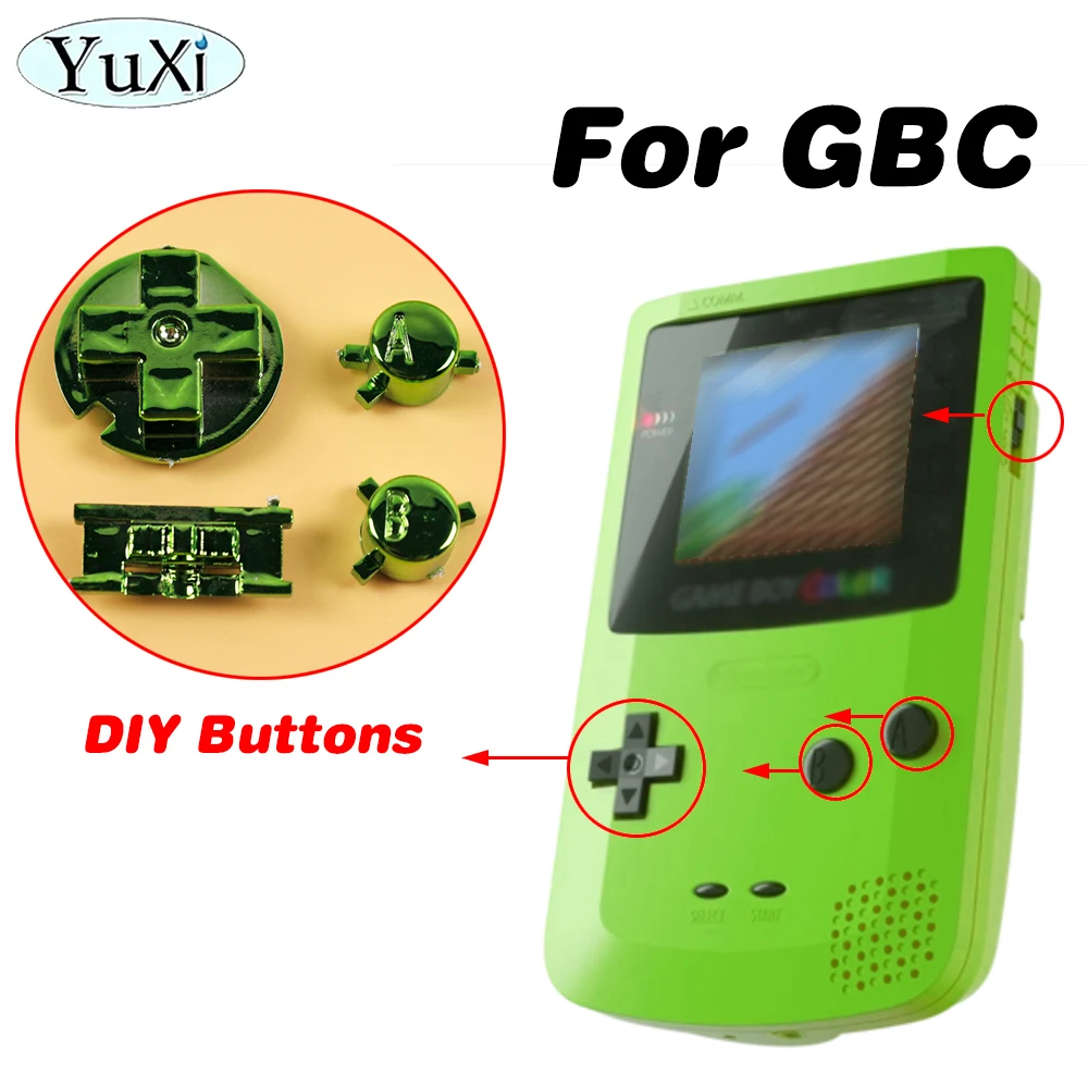 1Set Buttons For Gameboy Color GBC D-Pad AB Chrome Plating Key Cross Direction Key Conductive Rubber For Ninend GBC DIY Parts