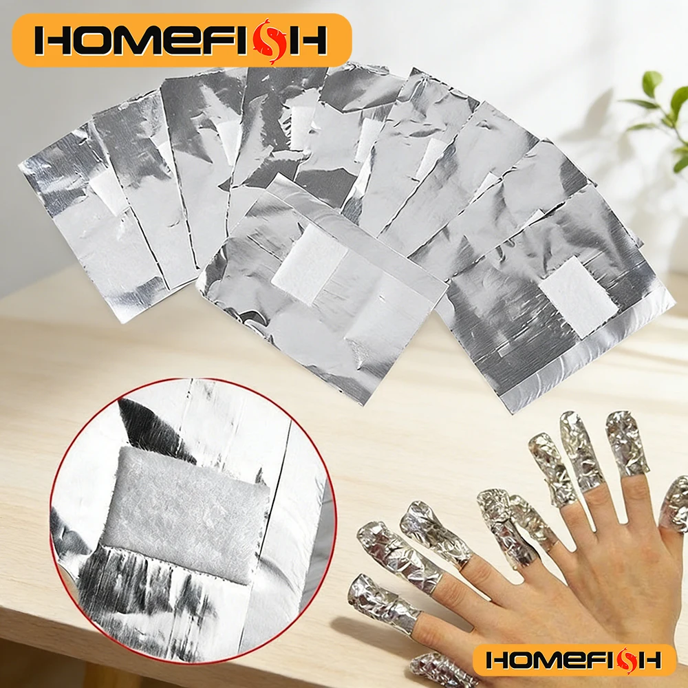 100Pcs Bag Aluminum Foil Nail Wraps Soak Off Gel Polish Remover Towel Manicure Tool Accessories