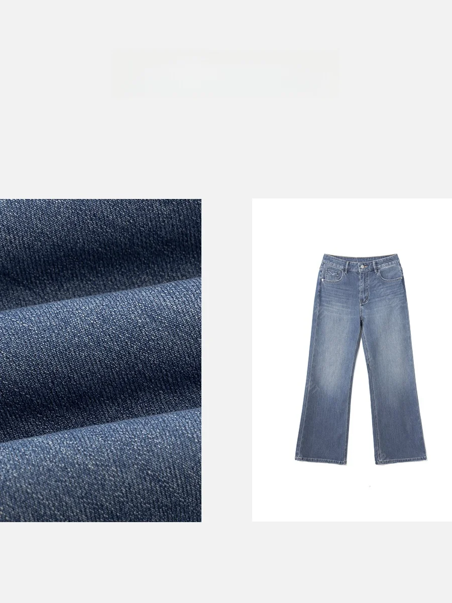 

Blue Ruffle Jeans High Waist Loose Fit Ladies Jeans Micro Flare Denim Blue Paper Thin Person Slimming Pants Spring 2026