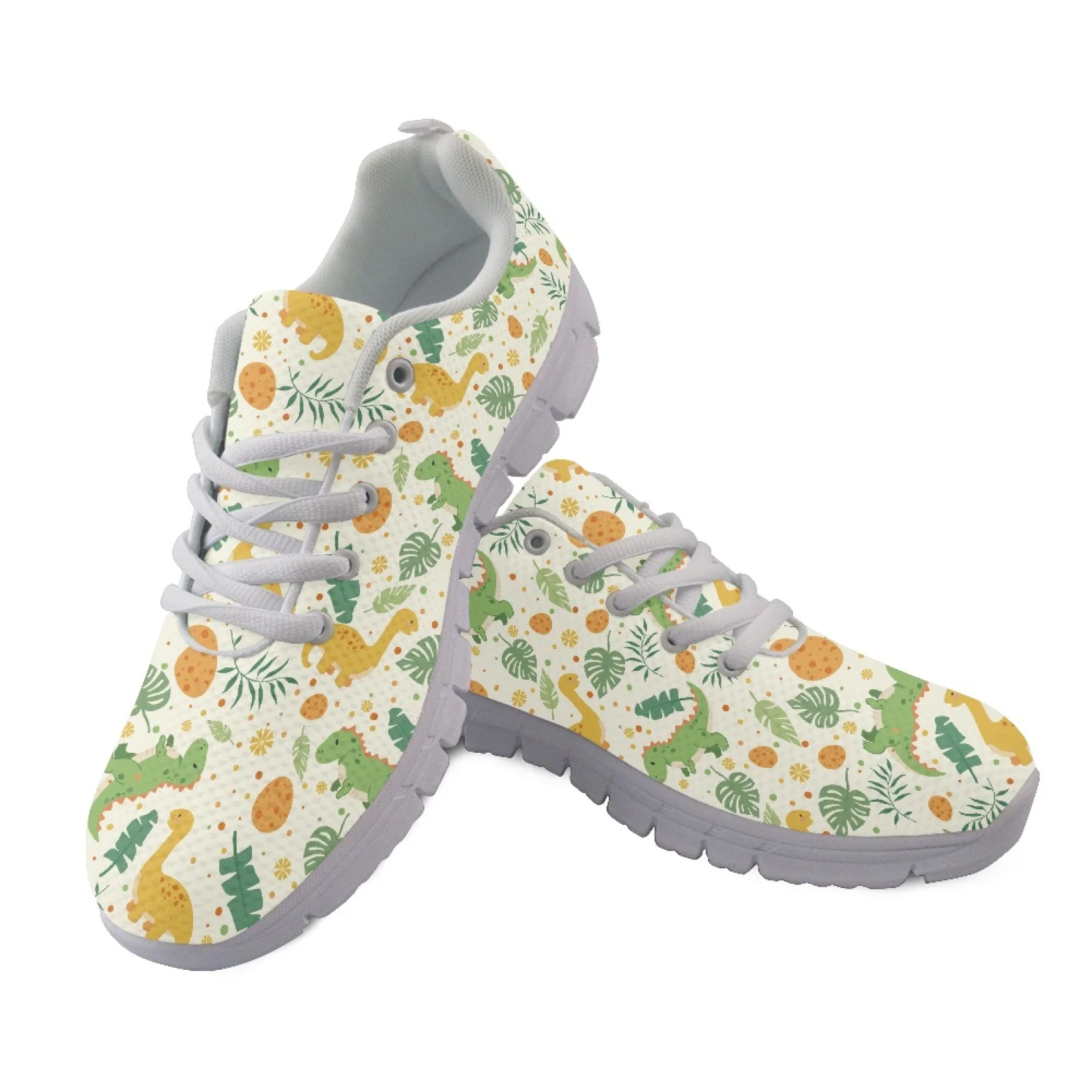 Coloranimal Cute Dinosaur Leaves New Trend Training Athletic Sport Shoes Mens Athletic Trainers Tennis Shoes for Women