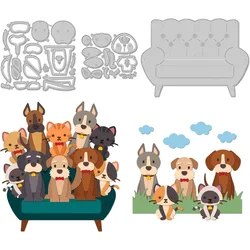 Dog and Cat Cutting Dies Metal Animals Die Cuts Embossing Stencils Template Sofa Cutting Dies for Paper Card Making Decoration