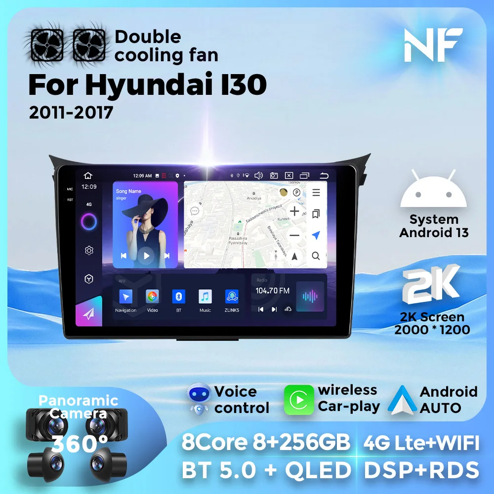 2Din Android 13 Wireless Carplay Auto Radio For Hyundai I30 Elantra 2 GD T 2011-2017 Car Multimedia Video GPS Navigation Stereo