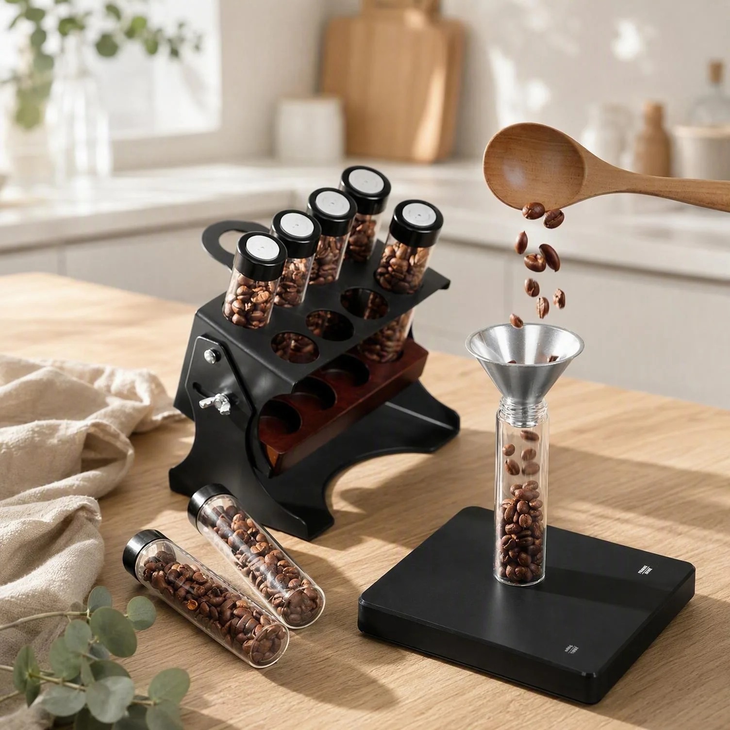 Coffee Bean Tubes Mini Glass Airtight Vacuum Storage With Pump Dispenser Container Organizer Canister Set Adjustable Accessories view 4