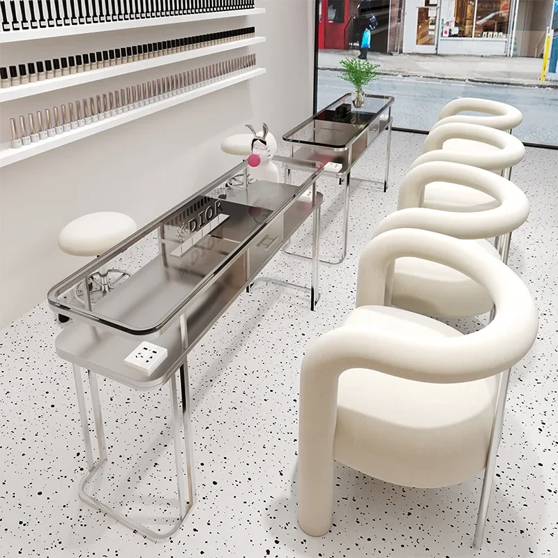 

Современные роскошные столы для ногтей, прозрачное стекло, многофункциональные столы для хранения ногтей, профессиональные столы для приема, мебель Mesa FYMT