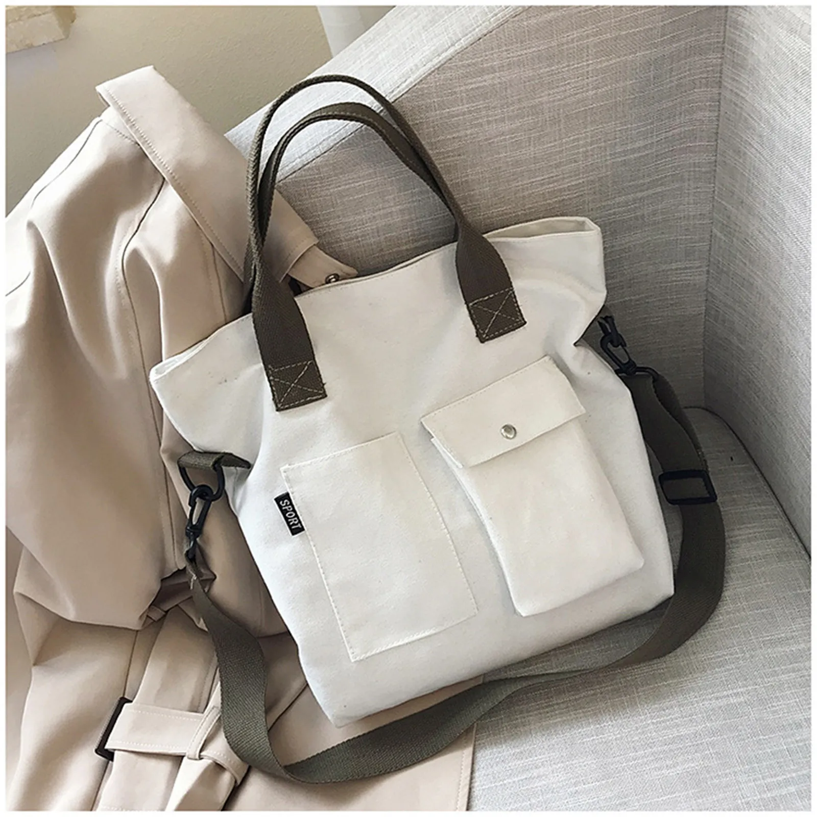 

Сумка холщовая Женская, Многофункциональный саквояж на плечо большой вместимости