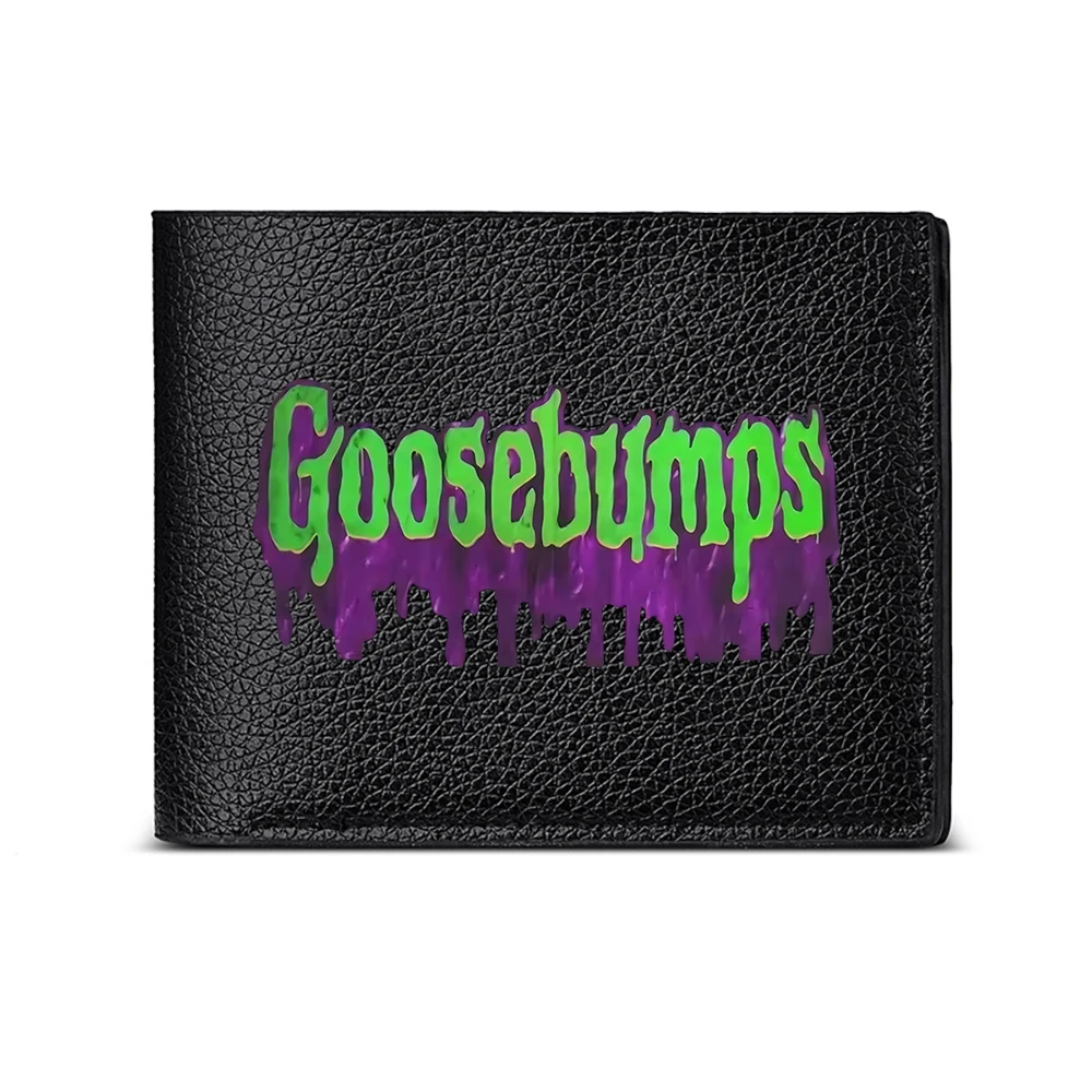 Goosebumps Green And Purple Drip Logo Men's Wallet Card Holder Casual Business Fashion Print Design