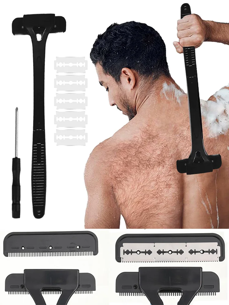 Rugscheerapparaat voor heren Haarlichaamscheerapparaat, veiligheidsscheerapparaat met lange handgreep, opvouwbare trimmer, lichaamsbeenverwijdering, scheermesgereedschap Rugscheerapparaten - afbeelding 2