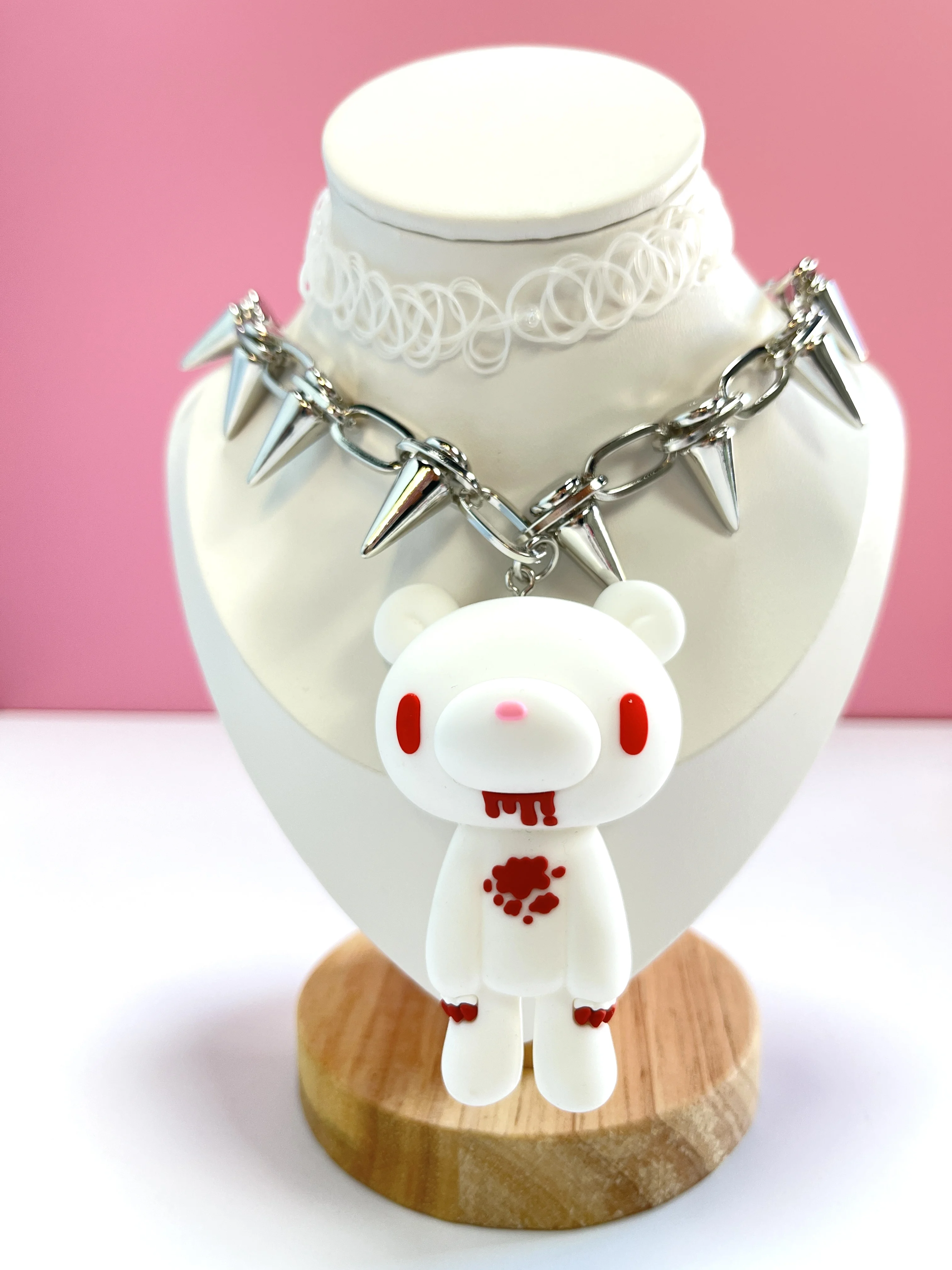 Goth Spiked Choker Necklace for Women E-Girl Y2K Jewelry Pink Black White Gloomy Bear Pendant Grunge Aesthetic Emo Drop Shipping #6