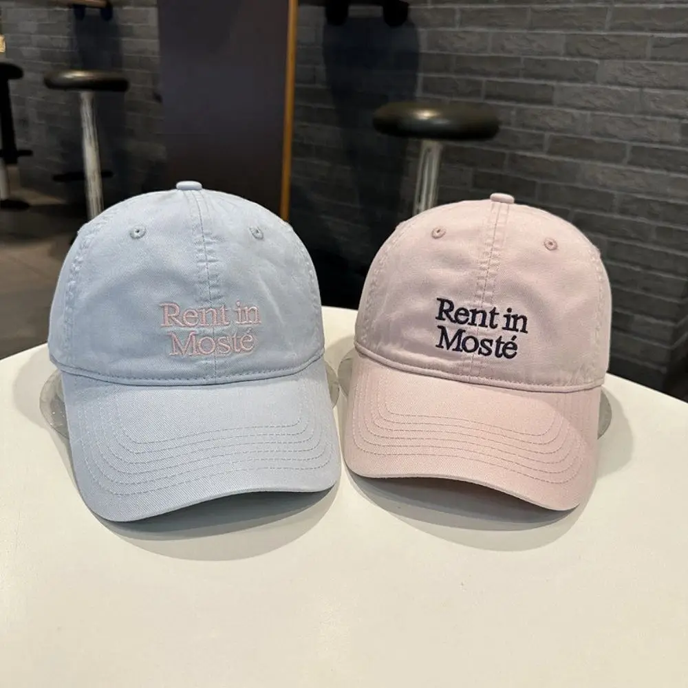 Soft Top Construction Embroidered Baseball Cap Big Head Friendly Low Profile Design Retro Lettered Duckbill Cap