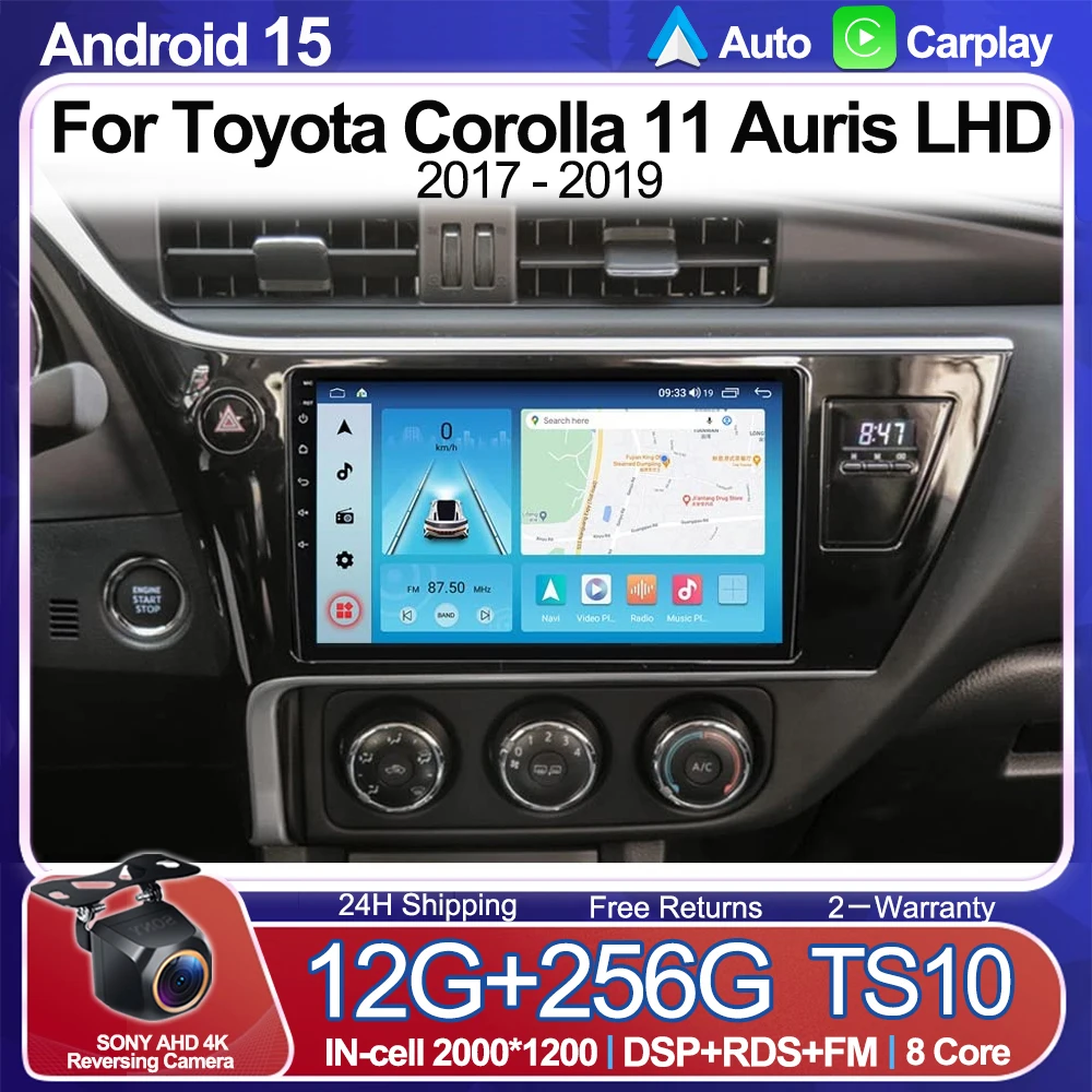Android 15 Wireless Carplay For Toyota Corolla 11 Auris LHD 2017 - 2019 Stereo Multimedia RDS Car Radio GPS Auto Wifi BT 5G GPS