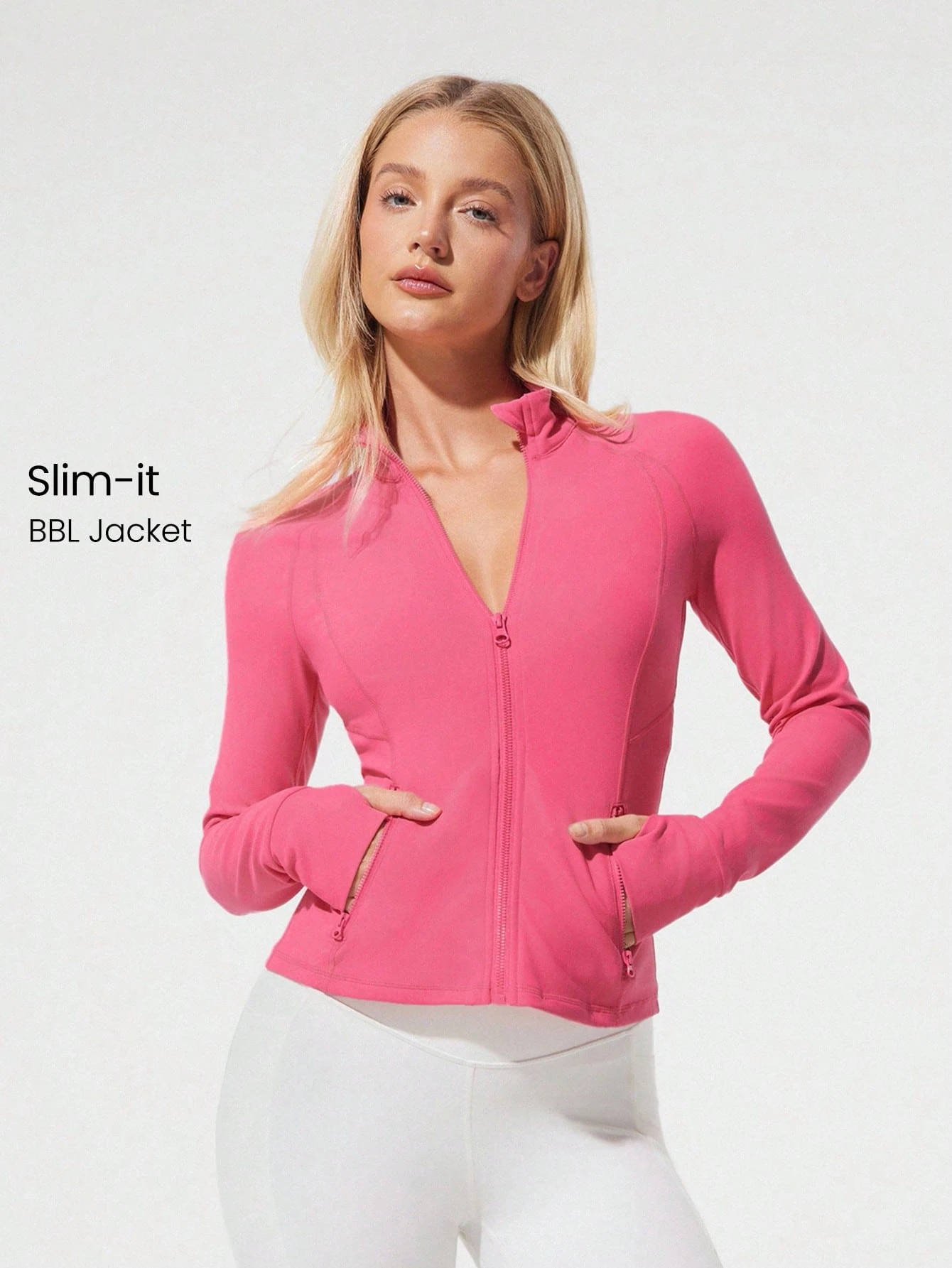 Women's slim-fit full-zip sports jacket, elastic breathable sports ...
