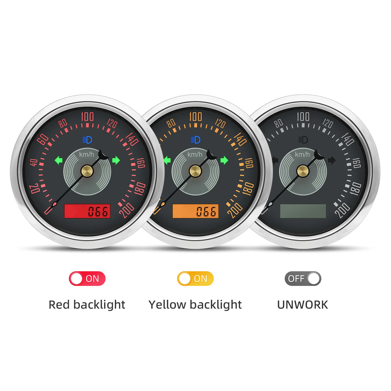 85mm Classical GPS Speedometer 160~220 Km/h 160~220MPH Odometer Adjustable with Red Yellow Light for Car Motorcycle Boat Custom